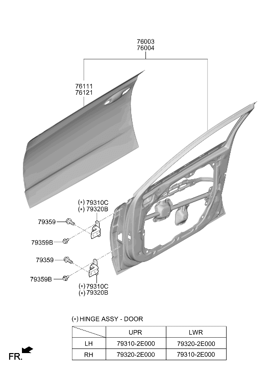 Hyundai 76003-L1500 PANEL ASSY-FRONT DOOR,LH 76003-L1500 Hyundai PANEL ASSY-FRONT DOOR,LH