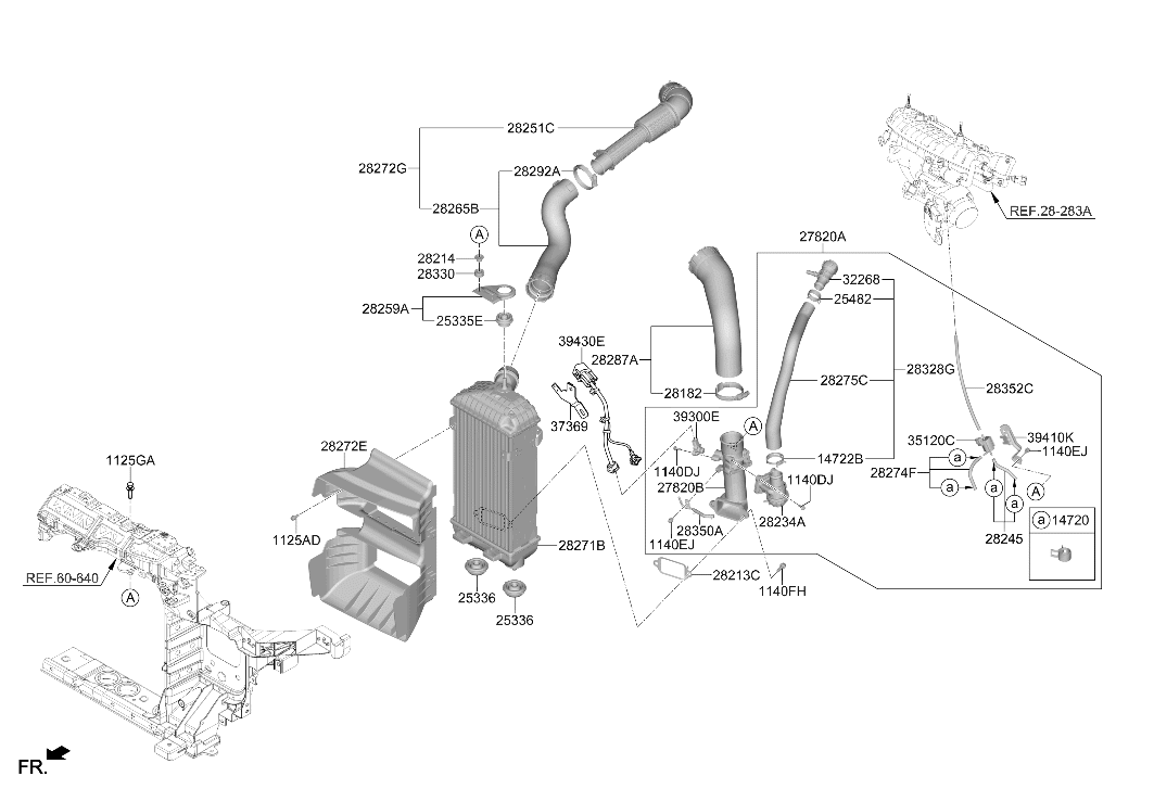 Hyundai 28287-2S380 PIPE ASSY-INTERCOOLER OUTLET 28287-2S380 Hyundai PIPE ASSY-INTERCOOLER OUTLET