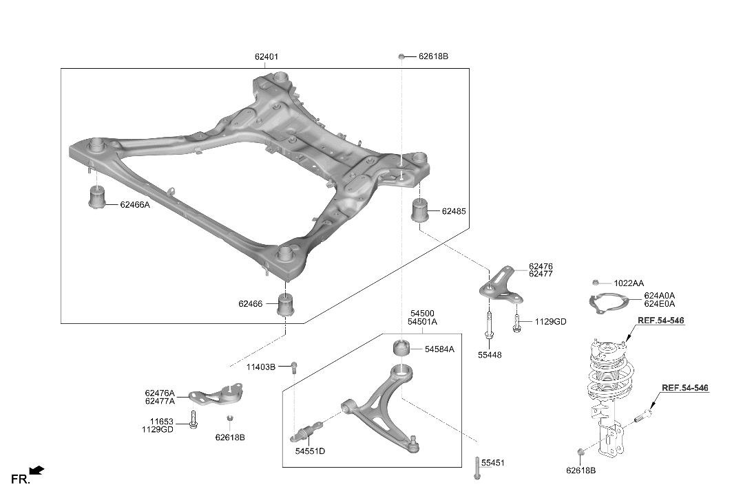 62405-L1700 Hyundai Crossmember Complete