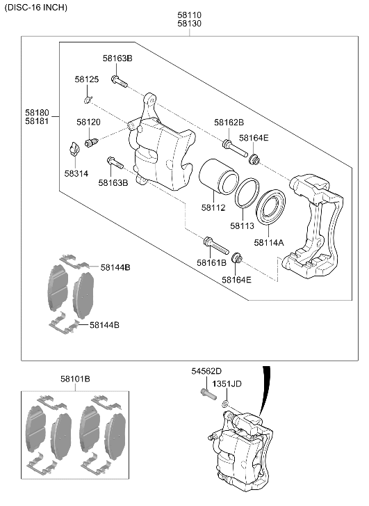 Hyundai 58101-L1A75 Front Disc Brake Pad Kit 58101-L1A75 Hyundai Front Disc Brake Pad Kit