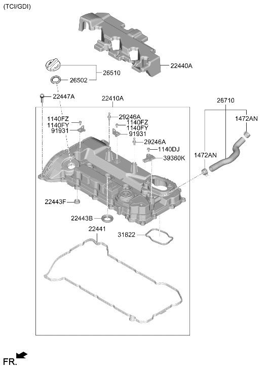 Hyundai 22440-2S801 FOAM-HEAD COVER 22440-2S801 Hyundai FOAM-HEAD COVER