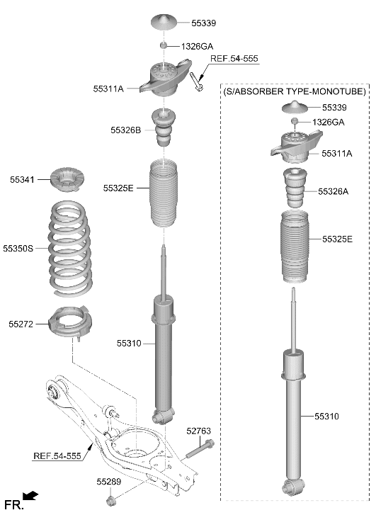 Hyundai 55307-L1860 Rear Shock Absorber Assembly 55307-L1860 Hyundai Rear Shock Absorber Assembly