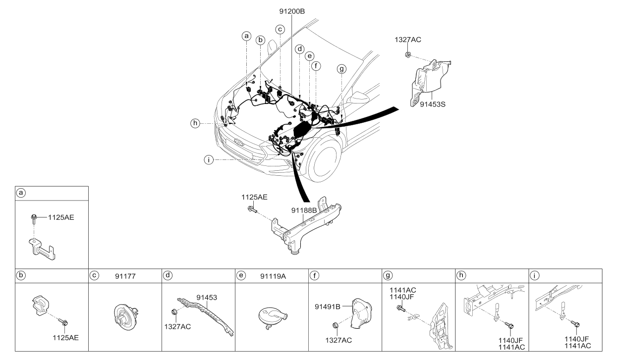 Hyundai 91203-F2425 Wiring Assembly Front 91203-F2425 Hyundai Wiring Assembly Front