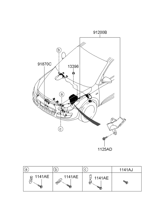 91209-2L060 Hyundai Wiring Assembly Front