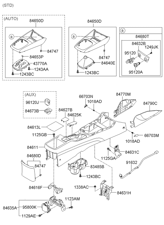 Hyundai 84614-2L000-4W Cover-Parking Brake Blank 84614-2L000-4W Hyundai Cover-Parking Brake Blank