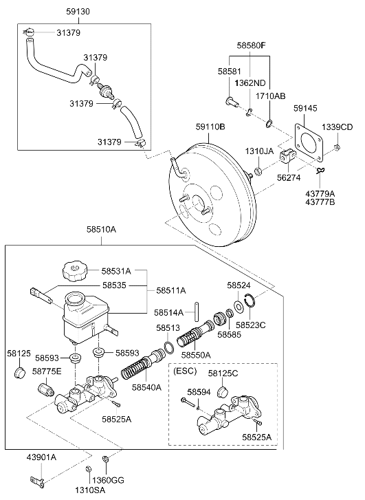 Hyundai 58540-2L300 Piston Assembly-Secondary 58540-2L300 Hyundai Piston Assembly-Secondary