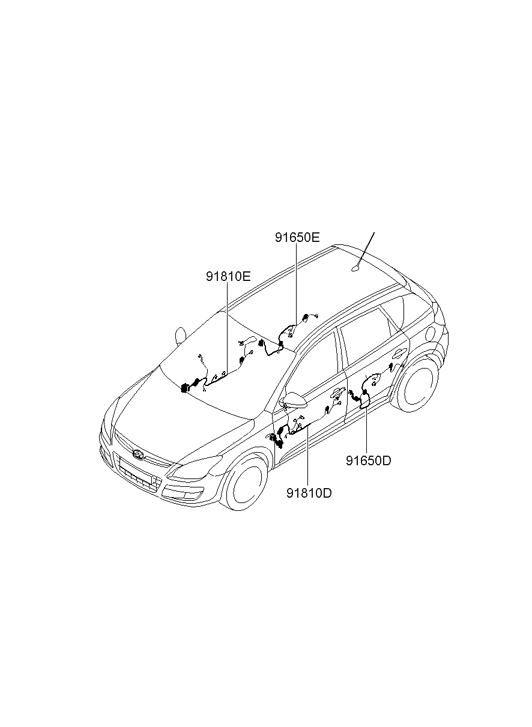 91660-2L082 Hyundai Rear Door Wiring Assembly Right Hand