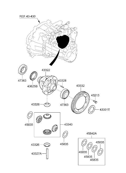 Hyundai 43332-32250 Differential Drive Gear 43332-32250 Hyundai Differential Drive Gear