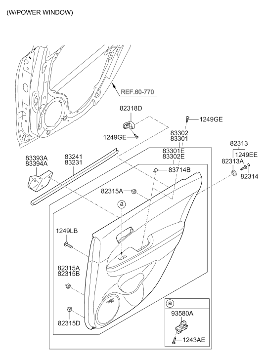 Hyundai 83305-2L550-4W Rear Door Trim Panel Assembly Left Hand 83305-2L550-4W Hyundai Rear Door Trim Panel Assembly Left Hand
