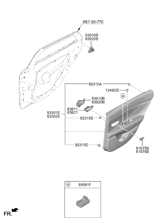 Hyundai 83307-AA110-NUX PANEL ASSY-REAR DOOR TRIM,LH 83307-AA110-NUX Hyundai PANEL ASSY-REAR DOOR TRIM,LH