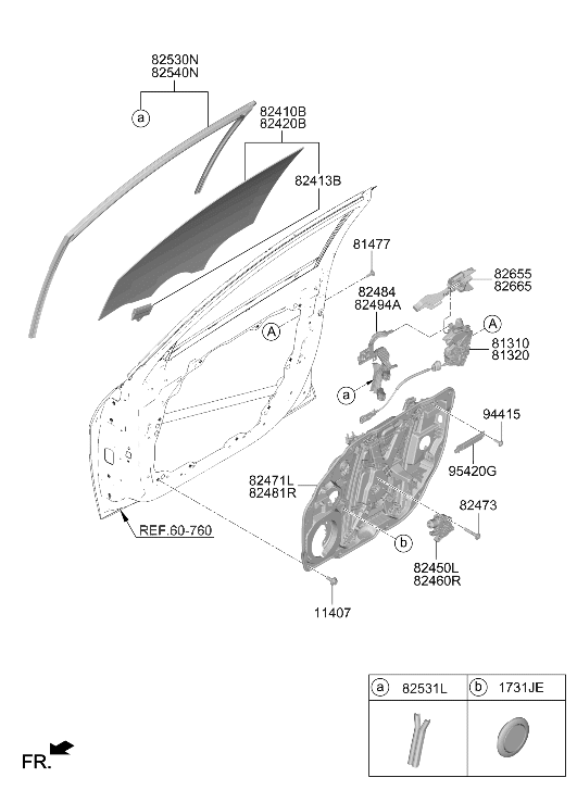 Hyundai 82450-AA500 MOTOR ASSY-FRONT POWER WDW,LH 82450-AA500 Hyundai MOTOR ASSY-FRONT POWER WDW,LH