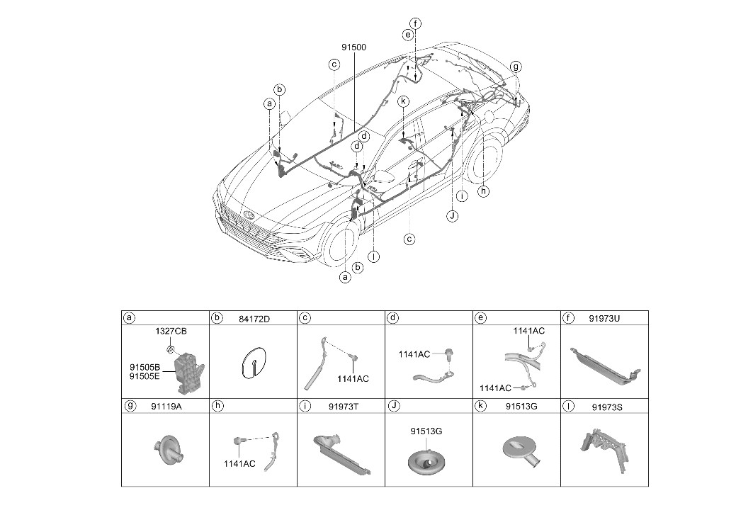 91560-AA110 Hyundai Wiring Assembly Floor