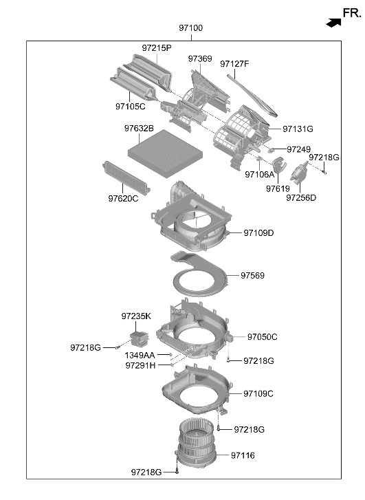 Hyundai 97100-AAAA0 Blower Unit 97100-AAAA0 Hyundai Blower Unit