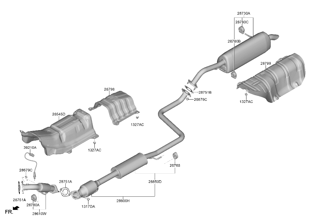Hyundai 28600-AA600 Center Muffler Complete 28600-AA600 Hyundai Center Muffler Complete