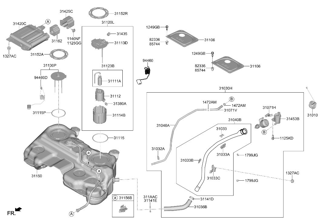 Hyundai 31032-N9500 PLATE-FUEL FILLER NECK 31032-N9500 Hyundai PLATE-FUEL FILLER NECK
