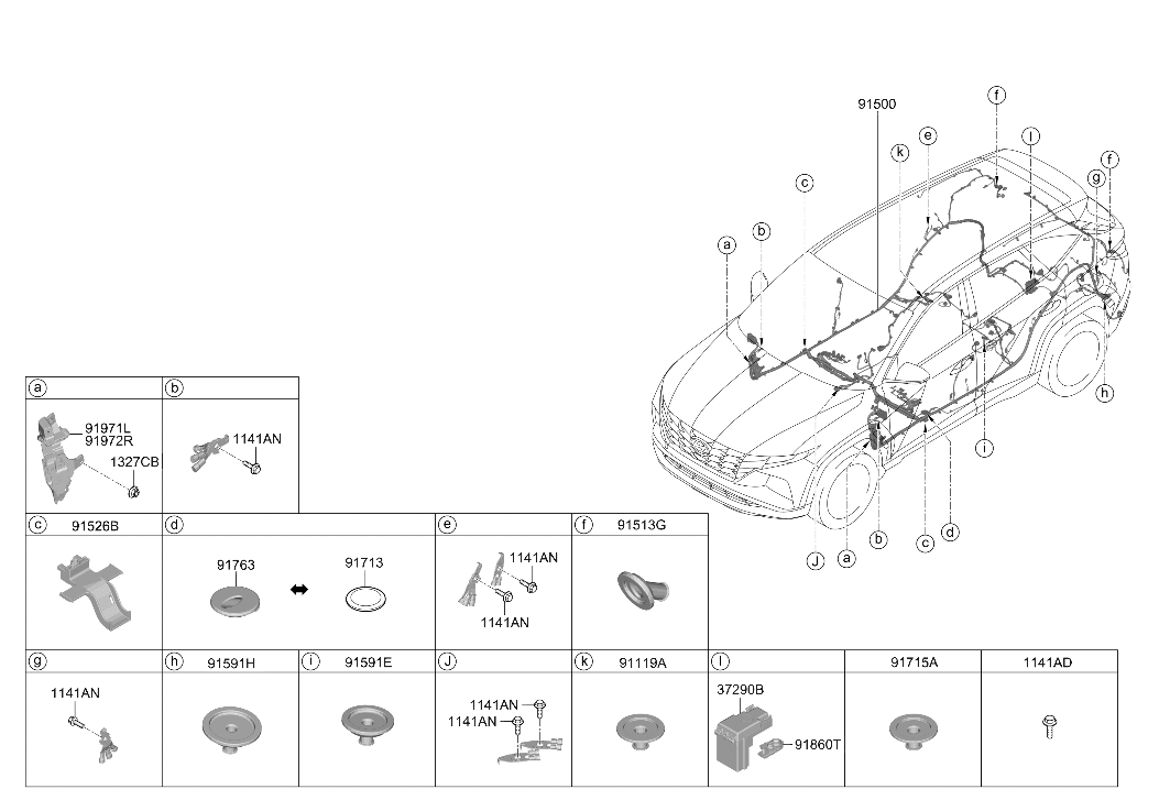 91506-P0750 Hyundai Wiring Assembly Floor