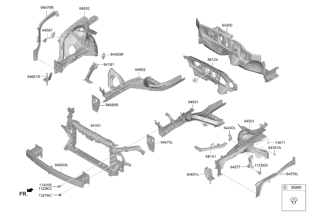 Hyundai 64495-L1500 BRACKET ASSY-FENDER MTG UPR FR 64495-L1500 Hyundai BRACKET ASSY-FENDER MTG UPR FR