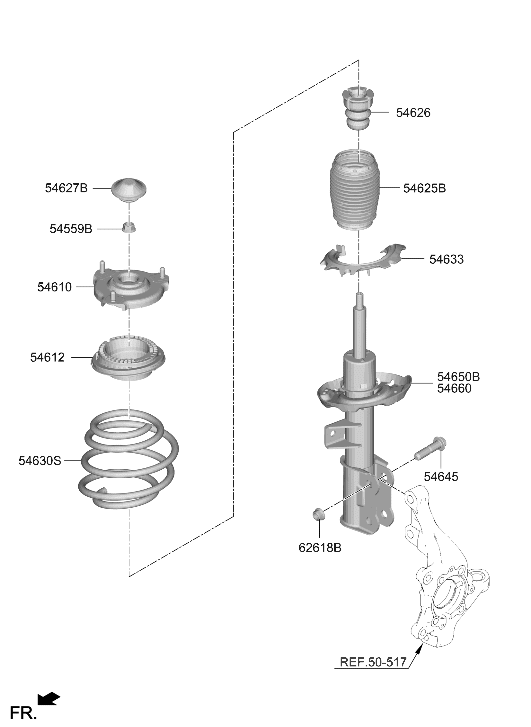 Hyundai 54650-L5045 Front Strut Assembly Left Hand 54650-L5045 Hyundai Front Strut Assembly Left Hand