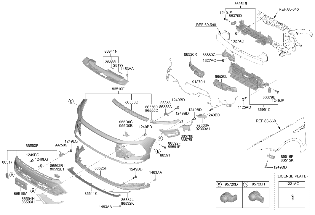 Hyundai 86596-L1510 MOULDING ASSY-FRONT BUMPER,RH 86596-L1510 Hyundai MOULDING ASSY-FRONT BUMPER,RH