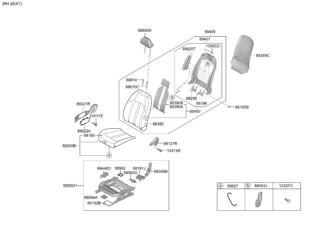 Hyundai 88200-L1GA0-VSA Front Seat Cushion Assembly Right Hand 88200-L1GA0-VSA Hyundai Front Seat Cushion Assembly Right Hand