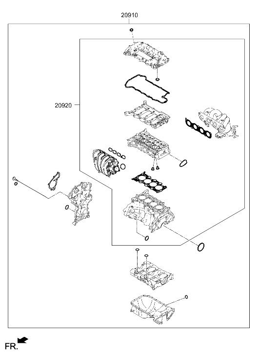 Hyundai 20920-2JH00 GASKET KIT-ENGINE OVERHAUL UPR 20920-2JH00 Hyundai GASKET KIT-ENGINE OVERHAUL UPR