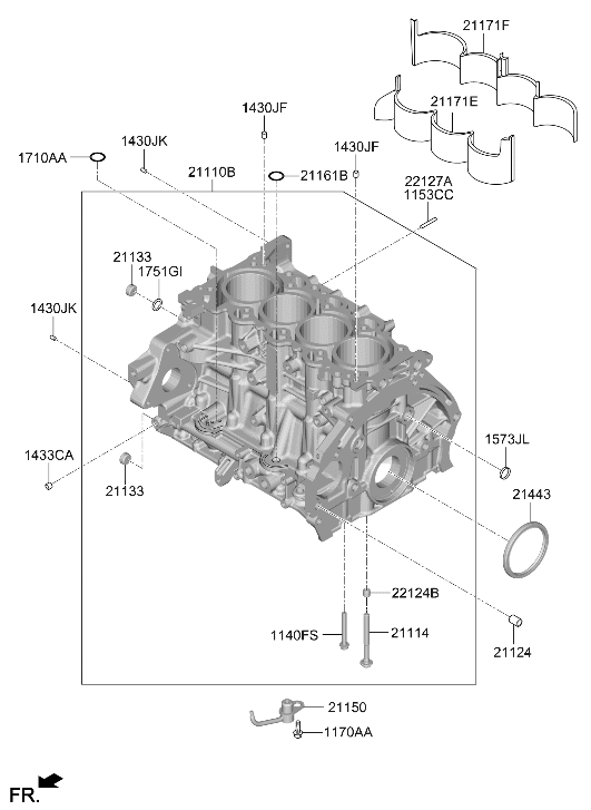 Hyundai 3N21G-2JA13 Cylinder Block Sub Assembly 3N21G-2JA13 Hyundai Cylinder Block Sub Assembly