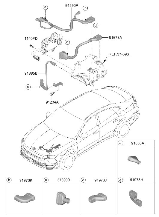 91674-L5000 Hyundai Wiring Assembly-Power Cable,RH