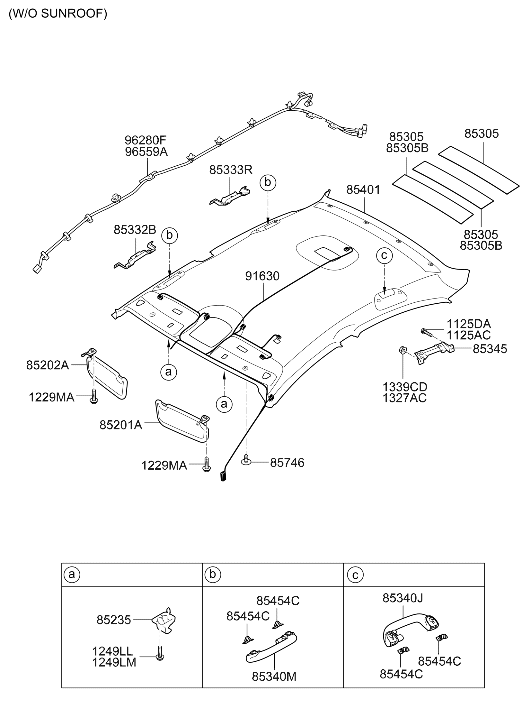 Hyundai 85310-4R050-YDA Headliner Assembly 85310-4R050-YDA Hyundai Headliner Assembly