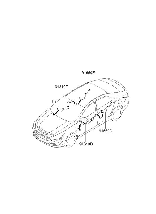 Hyundai 91650-4R030 Rear Door Wiring Assembly Left Hand 91650-4R030 Hyundai Rear Door Wiring Assembly Left Hand