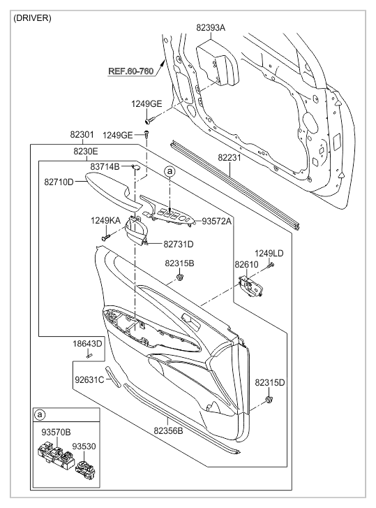 Hyundai 82307-4R520-2AR Front Door Trim Panel Assembly Left Hand 82307-4R520-2AR Hyundai Front Door Trim Panel Assembly Left Hand