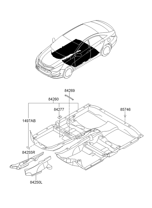 Hyundai 84260-4R502-RY Carpet Assembly Floor 84260-4R502-RY Hyundai Carpet Assembly Floor