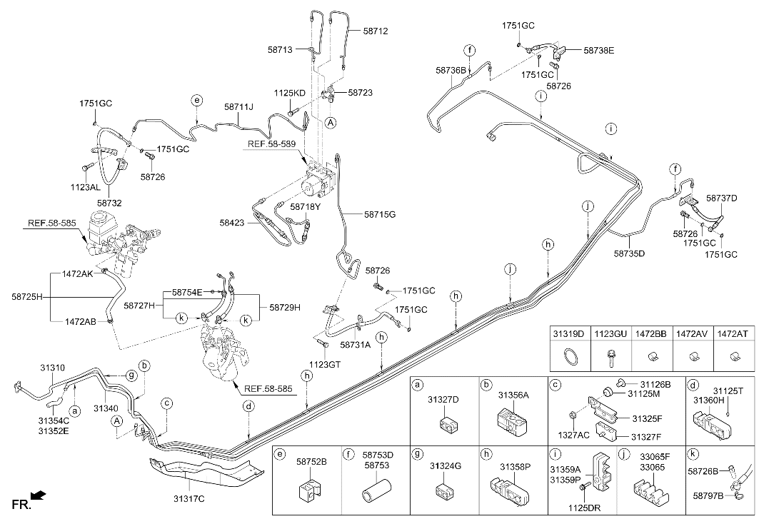 58712-4R000 Hyundai Tube-Hydraulic Module To Connector Left Hand
