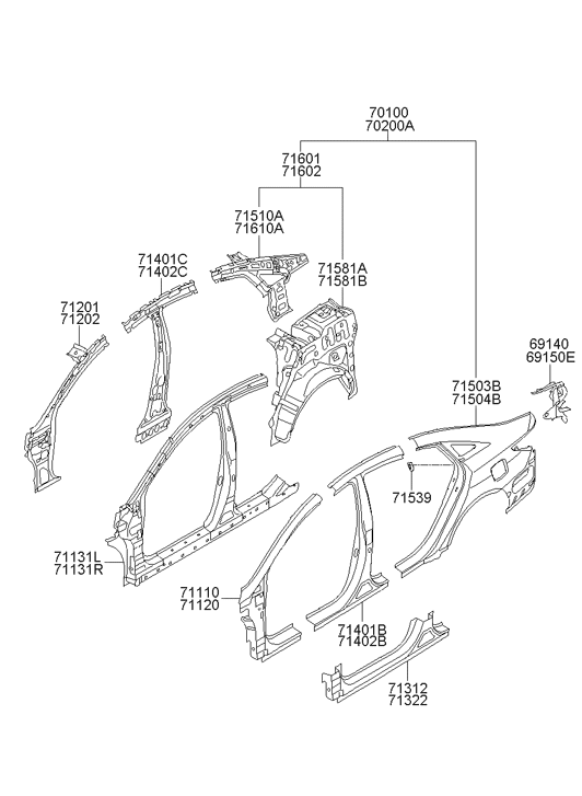 Hyundai 71539-3S000 Bracket-Fuel Filler Housing Catch Mounting 71539-3S000 Hyundai Bracket-Fuel Filler Housing Catch Mounting