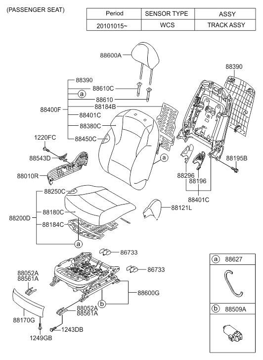 Hyundai 88401-4R100-RAY Front Passenger Seat Back Assembly 88401-4R100-RAY Hyundai Front Passenger Seat Back Assembly