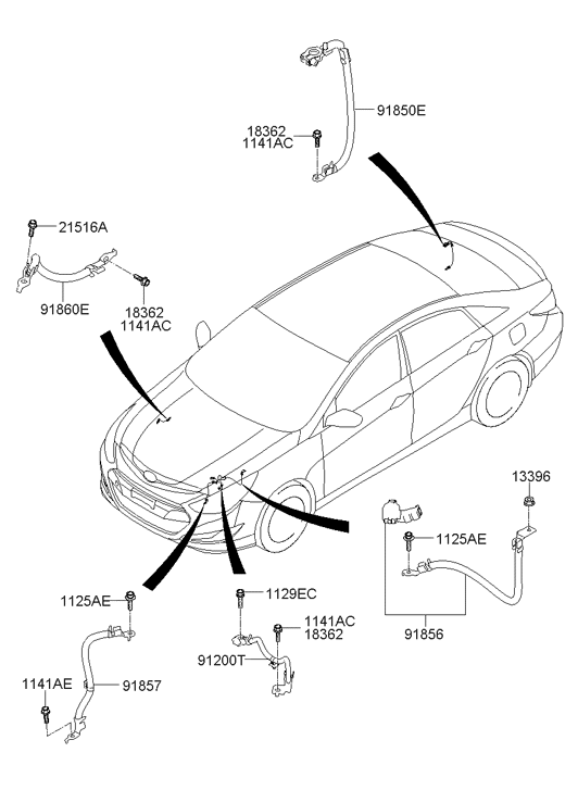 Hyundai 91860-4R510 Engine Ground Wiring Assembly 91860-4R510 Hyundai Engine Ground Wiring Assembly