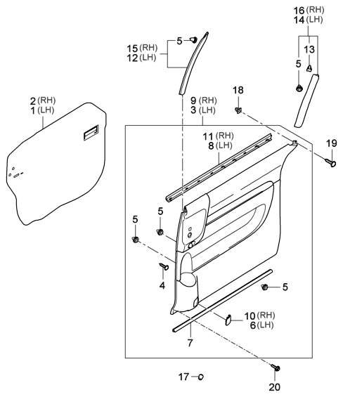 83301-4J030-9B Hyundai Rear Door Trim Panel Complete Left Hand