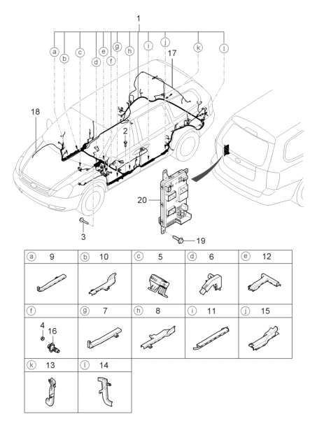 91505-4D010 Hyundai Wiring Assembly Floor