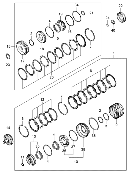 45453-39500 Hyundai RETAINER Assembly-Overdrive Clutch Return Spring