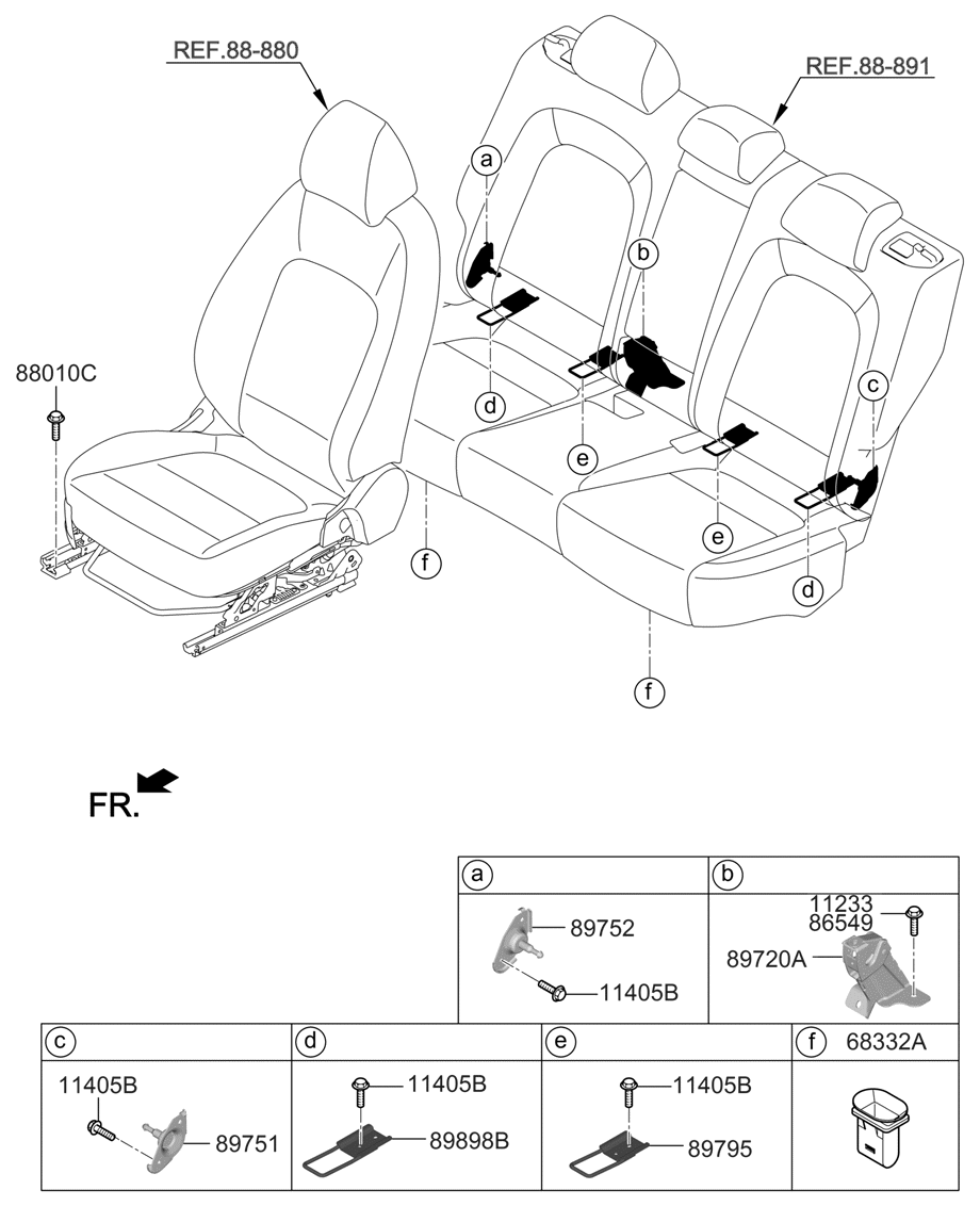 Hyundai 89720-J9000 Bracket Assembly-RR Seat Back,Ctr 89720-J9000 Hyundai Bracket Assembly-RR Seat Back,Ctr