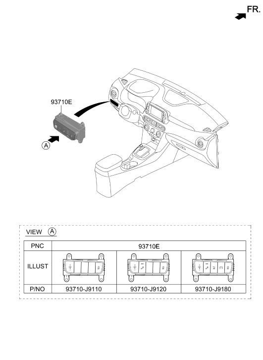 93710-J9130-TRY Hyundai Side Crash Pad Switch Assembly