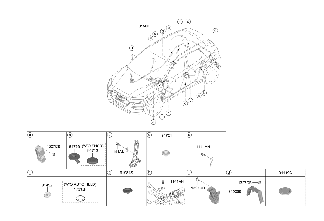 Hyundai 91516-J9800 Wiring Assembly Floor 91516-J9800 Hyundai Wiring Assembly Floor