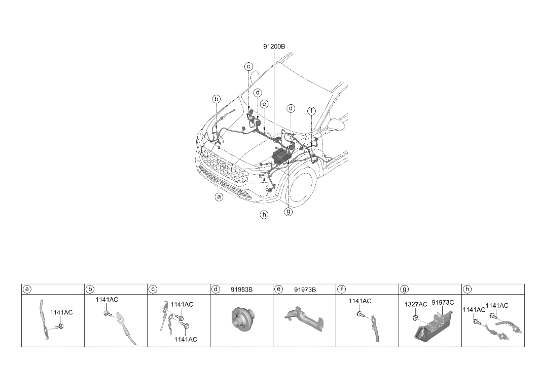 Hyundai 91200-GA081 Wiring Assembly Front 91200-GA081 Hyundai Wiring Assembly Front