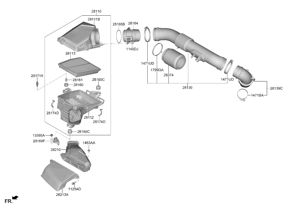 Hyundai 28118-P4410 COVER ASSY-AIR CLEANER 28118-P4410 Hyundai COVER ASSY-AIR CLEANER