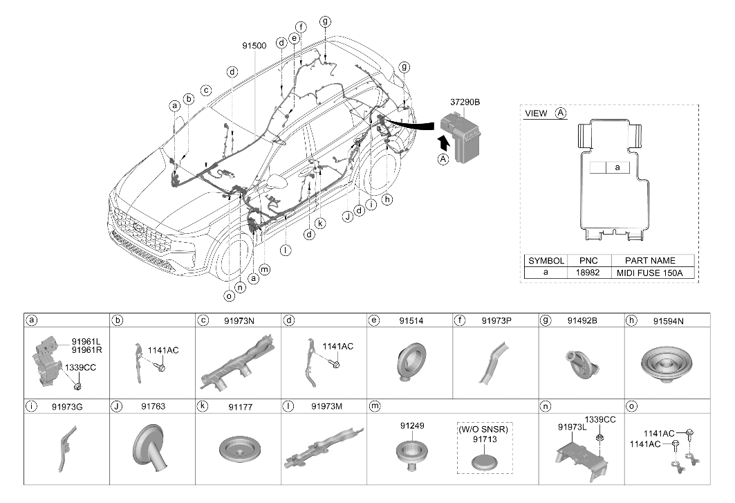 Hyundai 91500-GA101 Wiring Assembly Floor 91500-GA101 Hyundai Wiring Assembly Floor