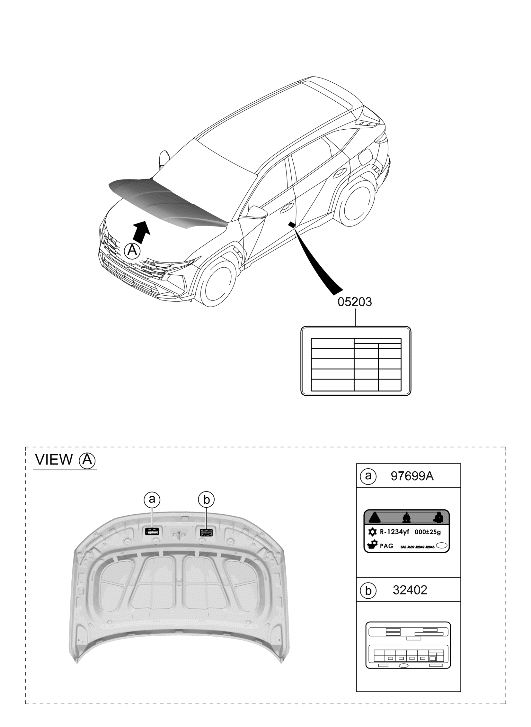 05203-N9410 Hyundai Tire Pressure Label