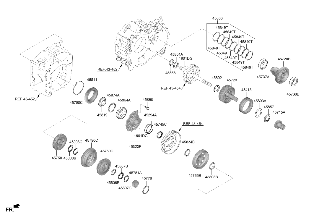 Hyundai 45701-4G601 GEAR-FRONT SUN 45701-4G601 Hyundai GEAR-FRONT SUN