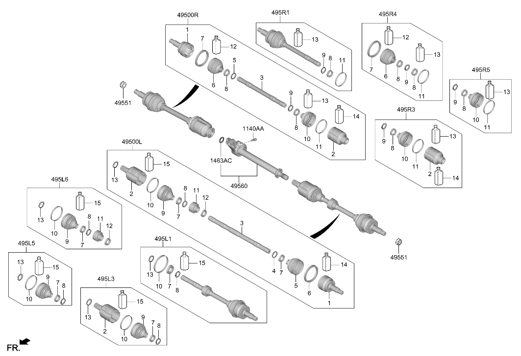 49560-N7350 Hyundai Bearing Bracket & Shaft Assembly