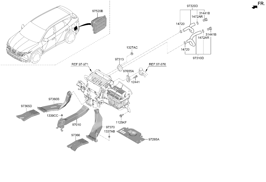 97010-N9AC0 Hyundai DUCT ASSY-RR VENT
