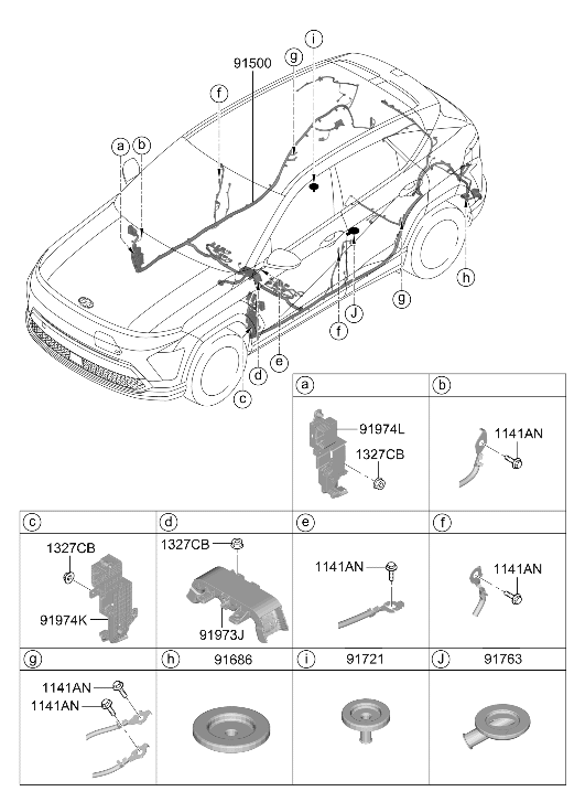 Hyundai 91520-BF260 Wiring Assembly Floor 91520-BF260 Hyundai Wiring Assembly Floor