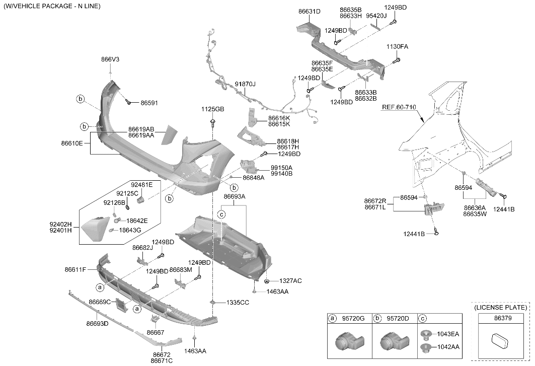 Hyundai 86612-BFAA0 Rear Bumper Lower Cover 86612-BFAA0 Hyundai Rear Bumper Lower Cover